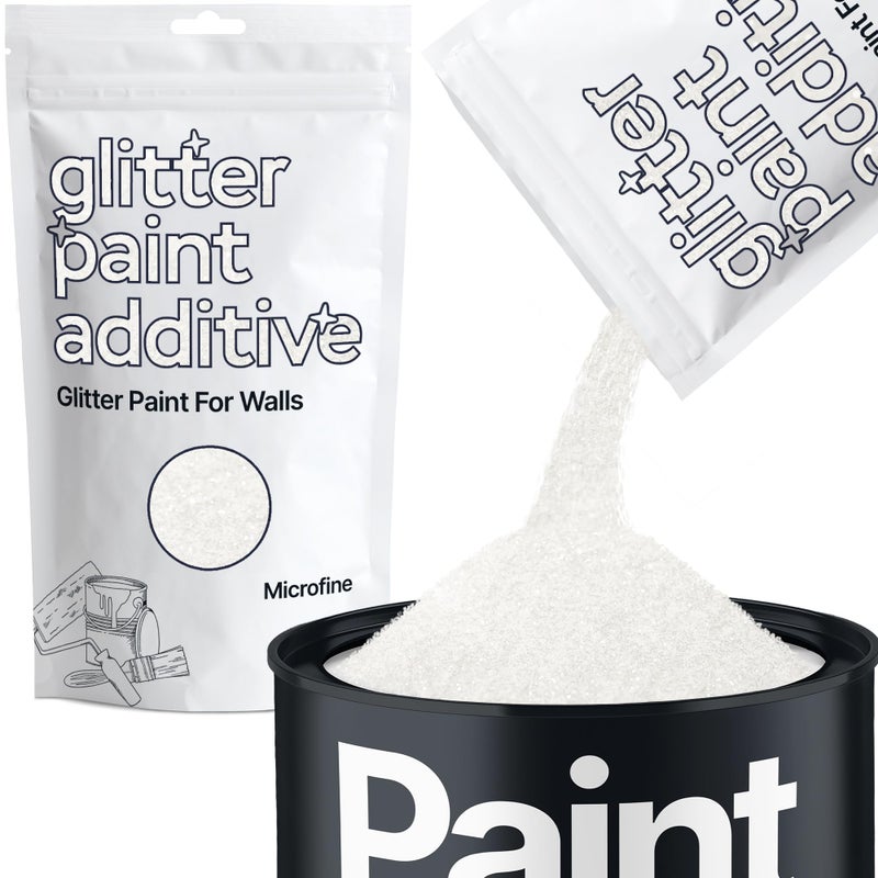 Hemway Glitter Paint Additive Crystals for Acrylic Emulsion Paint, Interior & Exterior Walls, Wood, Varnish, Matt, Gloss, Furniture 100g / 3.5oz - Microfine (1/256" 0.004" 0.1mm) - White Iridescent - Image 1